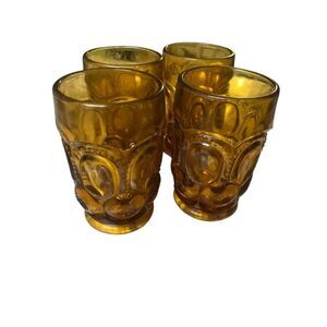 Moon & Star Vintage tumblers L. E. Smith amber color set of 4